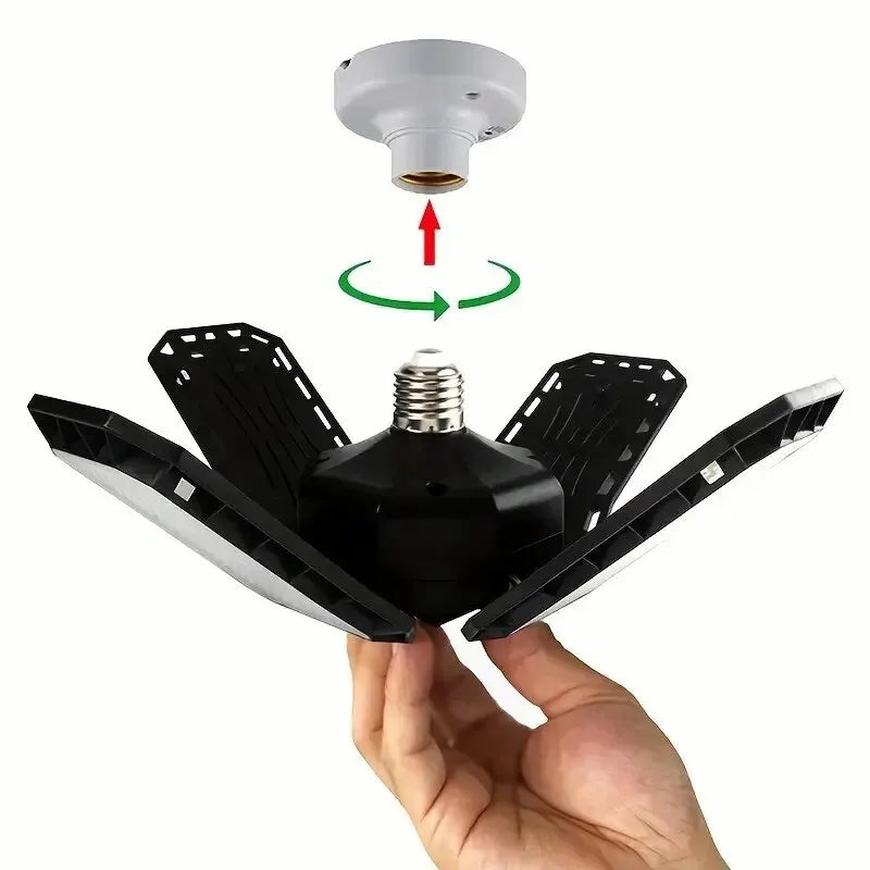 LED Garage Light Bulbs 45W 60W 80W10000LM Super Bright Garage Lighting LED Shop Light With Adjustable Panels, E27 Screw Socket - LKBA