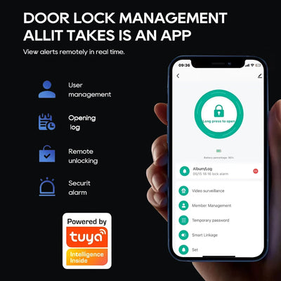 SANKESONG Tuya 3D Face Recognition Smart Lock with Security Camera Digital Electronic Intelligent Fingerprint Lock Dual Battery - LKBA