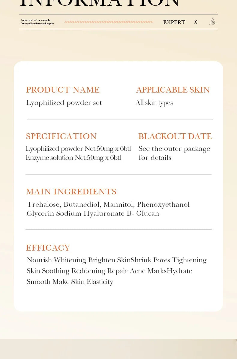 Facial  Serum Yeast Freeze-Dried Power Skin Care Set Shrink Pores Moisturizing Brighten Anti Aging Peptides Essence - LKBA