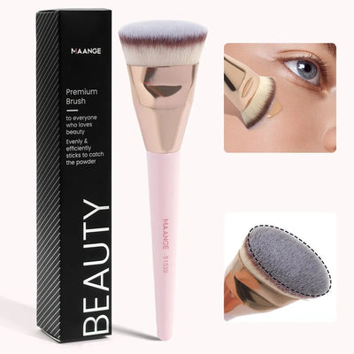 Single Flat Round Tube Flat Head Foundation Brush with Box Powder Blush Concealer Makeup Brush Skin - LKBA