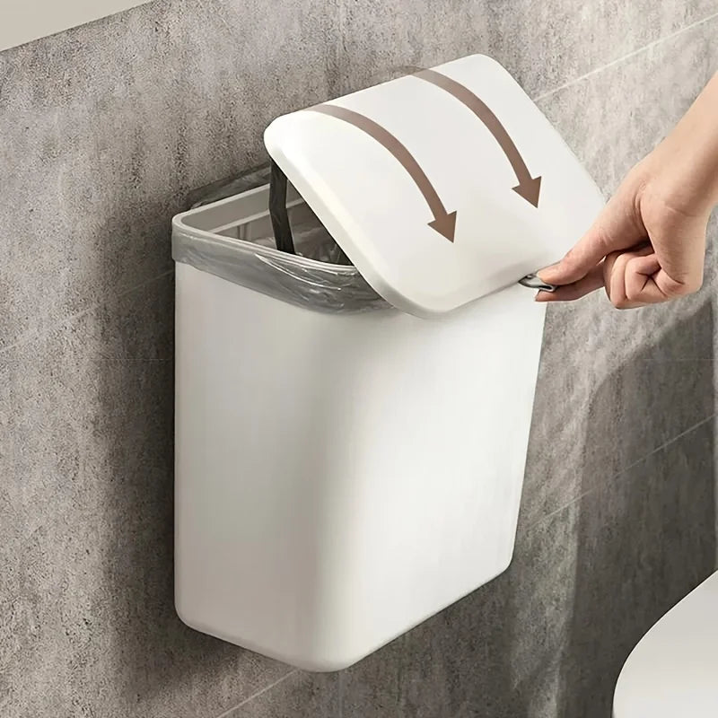 Effortless Cleanup Space-Saving White Wall-Mounted Trash Bin for Kitchen - LKBA
