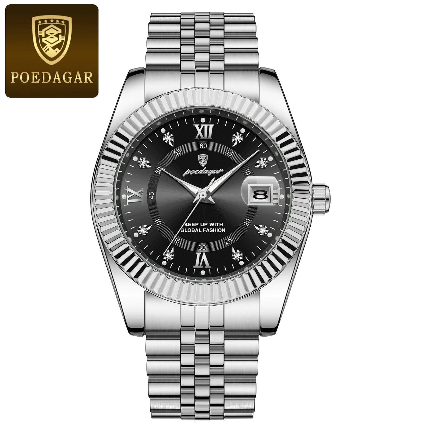 POEDAGAR Luxury Fashion Wristwatch For Men Stainless Steel Date Quartz Man Watch Waterproof Luminous Casual Men's Watches Reloj - LKBA