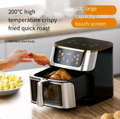 10L Large Capacity Air Fryer Multifunctional Electric Oven with Touch Screen Non-stick Pan - LKBA