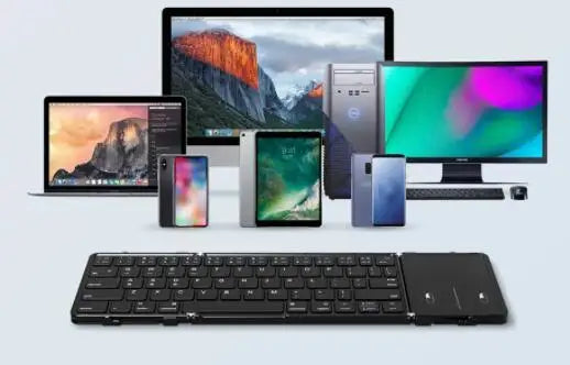 Bluetooth Foldable Keyboard With Touchpad Rechargeable Folding Keyboard with Large Touchpad Tri-Folding Ultra Slim Keyboard - LKBA