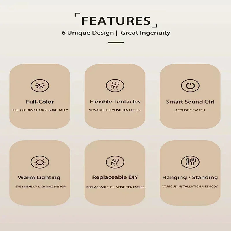 Upgraded Silent Jellyfish Lamp, Jelly Fish Light With Dancing Legs, Voice Control for Bedrooms, Living Room and Christmas Gifts - LKBA