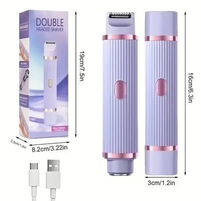 Two in one women's electric shaver - suitable for eyebrows, face, legs, and armpits, portable wet and dry hair remover - LKBA