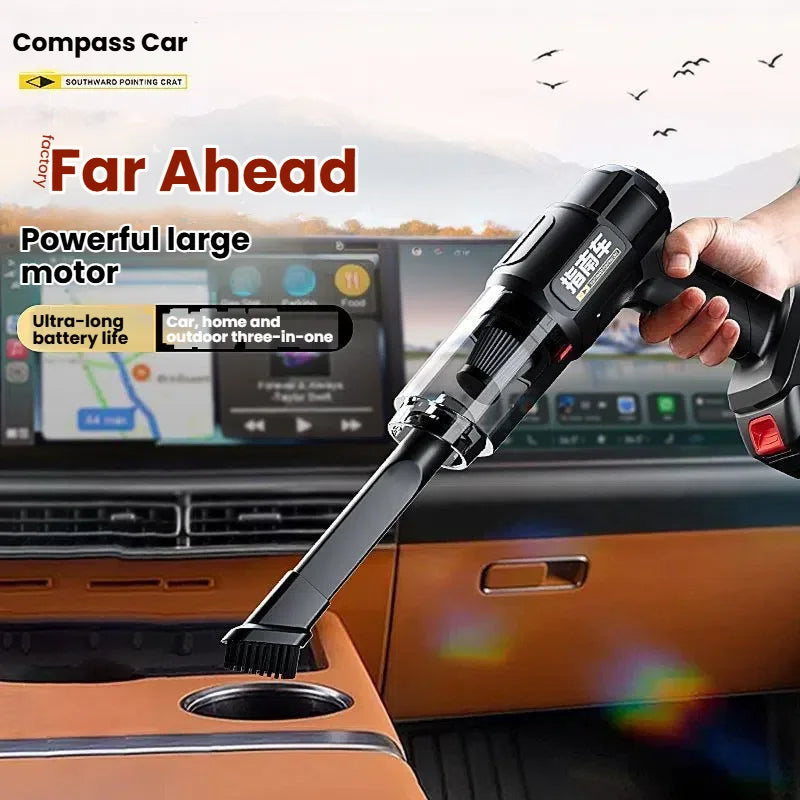 Car Vacuum Cleaner: Wireless Charging, High Suction Power, Dual-Use for Car and Home, Compact Handheld Mini Size for In-Car Use - LKBA