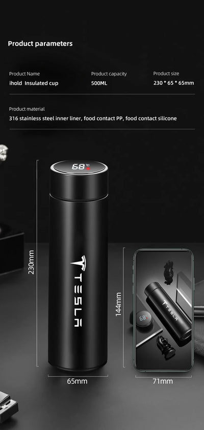 Coffee thermos leak proof car vacuum bottle travel portable thermos cup For Tesla Model 3 Y S X Cybertruck Juguete Roadster - LKBA