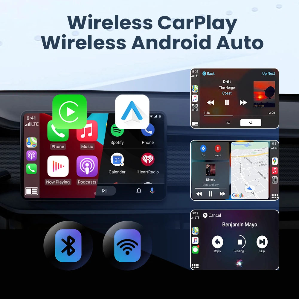 2-in-1 Wireless CarPlay Dongle Wired to Wireless Android Auto Adapter AI Smart Box Car Intelligent Systems For Car With CarPlay - LKBA