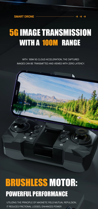 M5 Drone Professional 8K Wide-Angle HD Triple Camera Wi-Fi FPV Height Hold RC Drone Aircraft Quadrotor Adult - LKBA