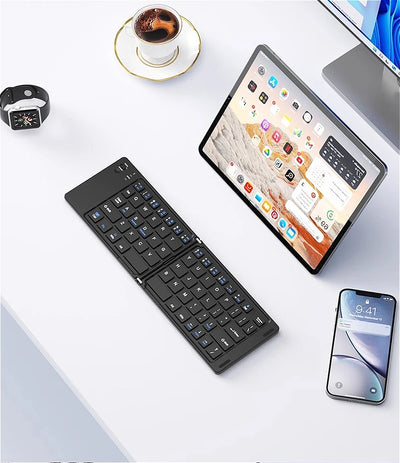 Mini Foldable Wireless Keyboard Slim Portable Bluetooth Keyboard Rechargeable Folding Keyboard - LKBA