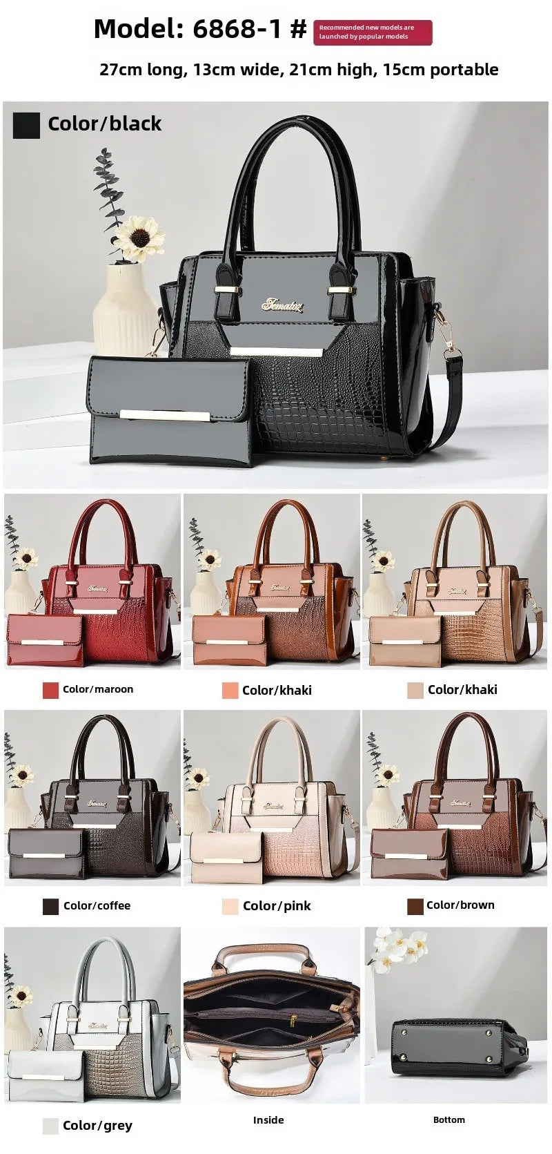 New Large Capacity Crocodile Print Handbag Mother Bag Women's Bag High Quality Shoulder Tote Bag - LKBA