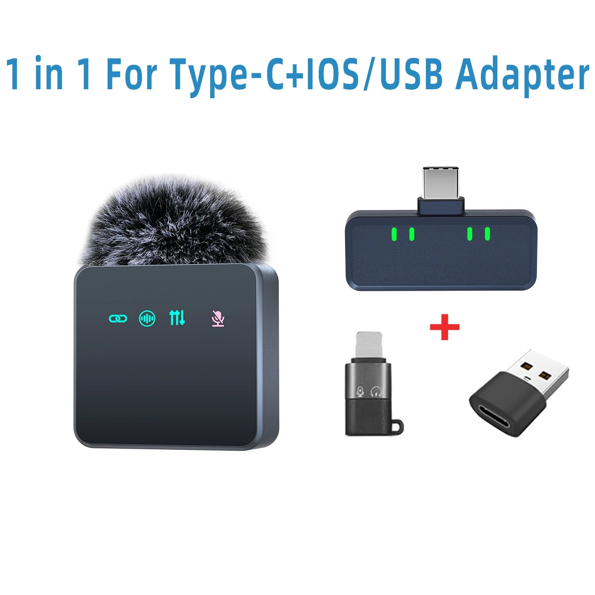 1 In 4 Pink Noise Canceling Lavalier Microphone With Windproof Cap Wireless Mute Function For Cell Phone Portable Audio Video - LKBA