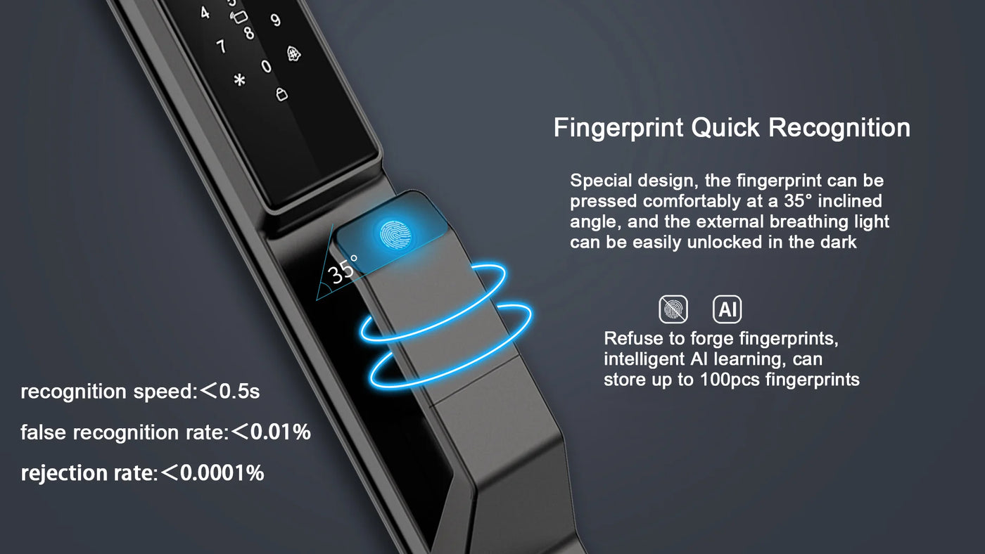 Waterproof Outdoor Smart  Lock Wifi Alexa Tuya APP Aluminium Alloy Material Fingerprint Password Smart Door Lock With Camera - LKBA