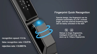 Waterproof Outdoor Smart  Lock Wifi Alexa Tuya APP Aluminium Alloy Material Fingerprint Password Smart Door Lock With Camera - LKBA