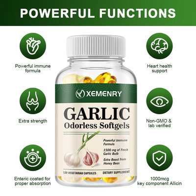 Odorless Garlic Capsules - Balance Cholesterol Levels, Support Heart and Cardiovascular Health - LKBA