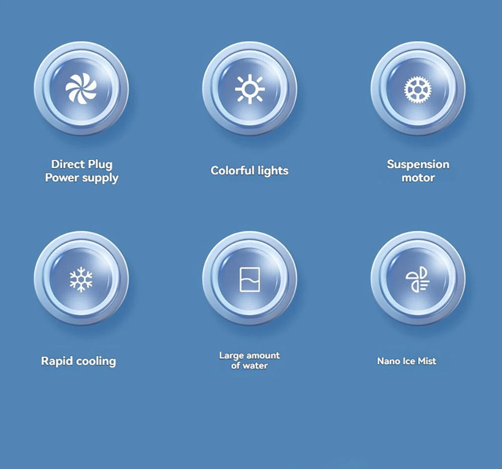 Mini Air Cooler Humidification Cooling USB Silent Timed Air Conditioning Fan Colorful Lights Night Light Led Screen 6 Wind Speed - LKBA