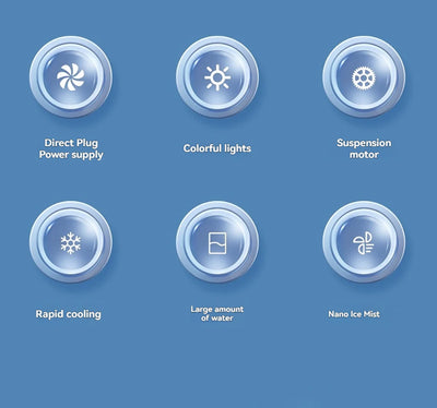 Mini Air Cooler Humidification Cooling USB Silent Timed Air Conditioning Fan Colorful Lights Night Light Led Screen 6 Wind Speed - LKBA