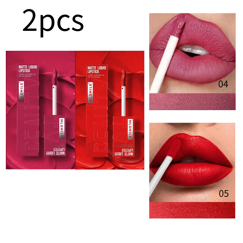 6 Color Non-stick cup Velvet Satin Gloss Lip Glaze Mist Liquid matte lipstick Waterproof long-lasting - LKBA