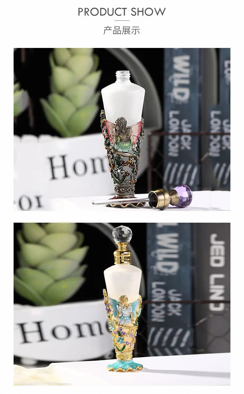 25ml Vintage Essential Oil Dropper Stick Bottle Middle East Style Mental Engrave Refillable Perfume Container Delicate Dispenser - LKBA