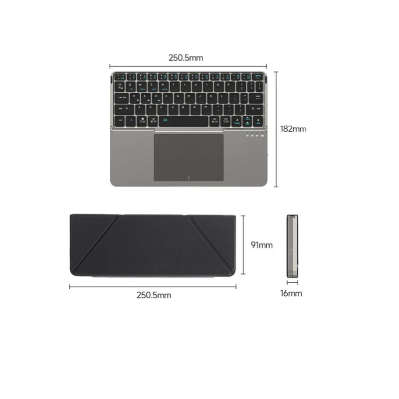 2-in-1 folding Bluetooth keyboard tablet laptop external touch keyboard leather case - LKBA