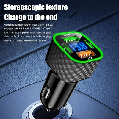 380W USB C Car Phone Charger Dual PD USB Charger With Voltage Display Super Fast Charge Adapter For IPhone Oppo - LKBA