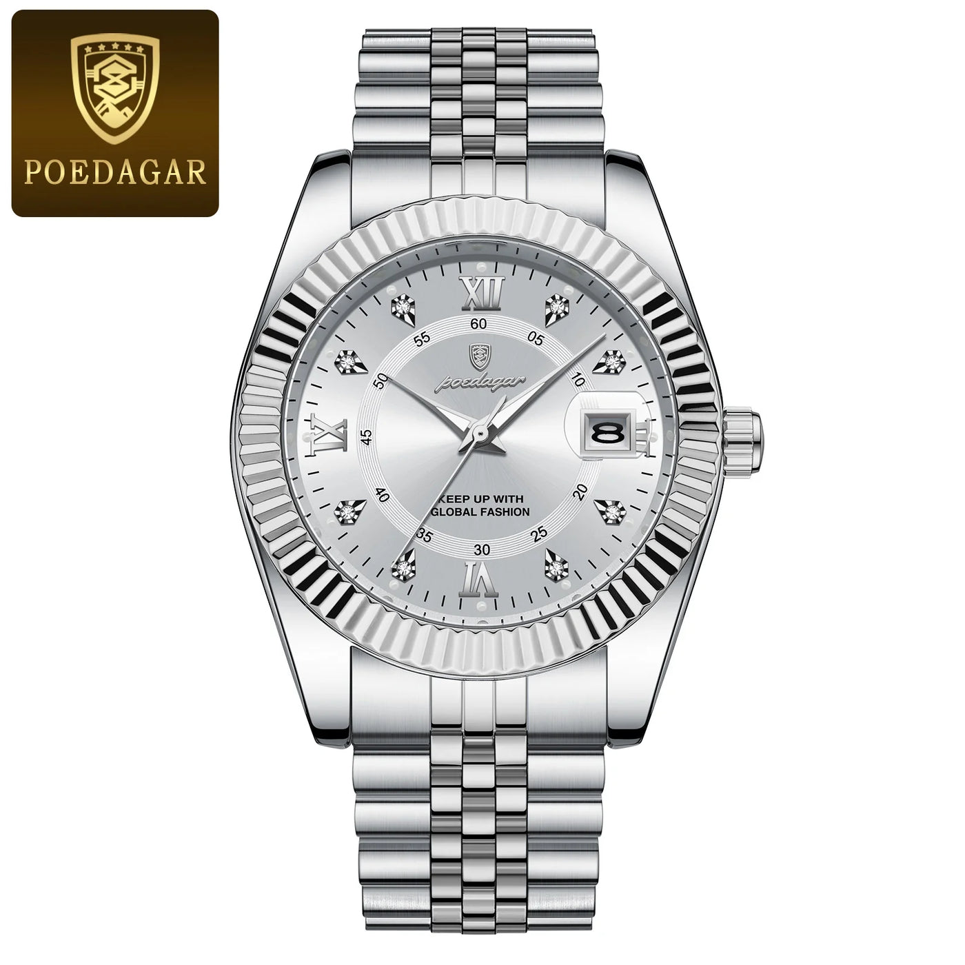 POEDAGAR Luxury Fashion Wristwatch For Men Stainless Steel Date Quartz Man Watch Waterproof Luminous Casual Men's Watches Reloj - LKBA