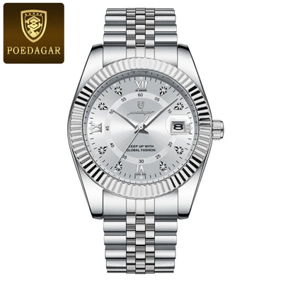 POEDAGAR Luxury Fashion Wristwatch For Men Stainless Steel Date Quartz Man Watch Waterproof Luminous Casual Men's Watches Reloj - LKBA