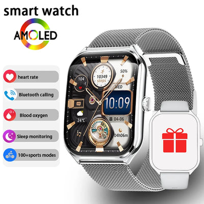 New Ultra Thin Smart Watch men 1.96" AMOLED 360*360 HD Pixel Display Always Show Time Call Reminder Smartwatch Ladies For huawei - LKBA