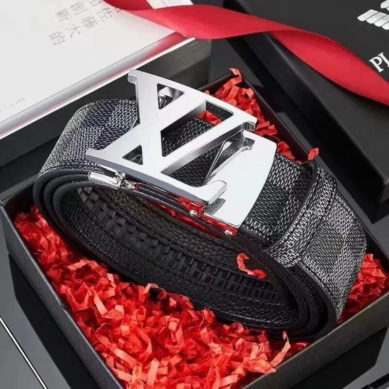 New genuine leather men belts waistband alloy automatic buckle men and women - LKBA