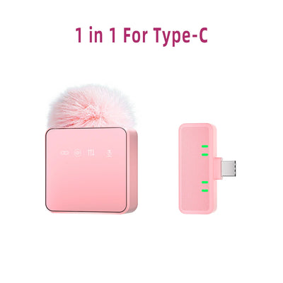 1 In 4 Pink Noise Canceling Lavalier Microphone With Windproof Cap Wireless Mute Function For Cell Phone Portable Audio Video - LKBA