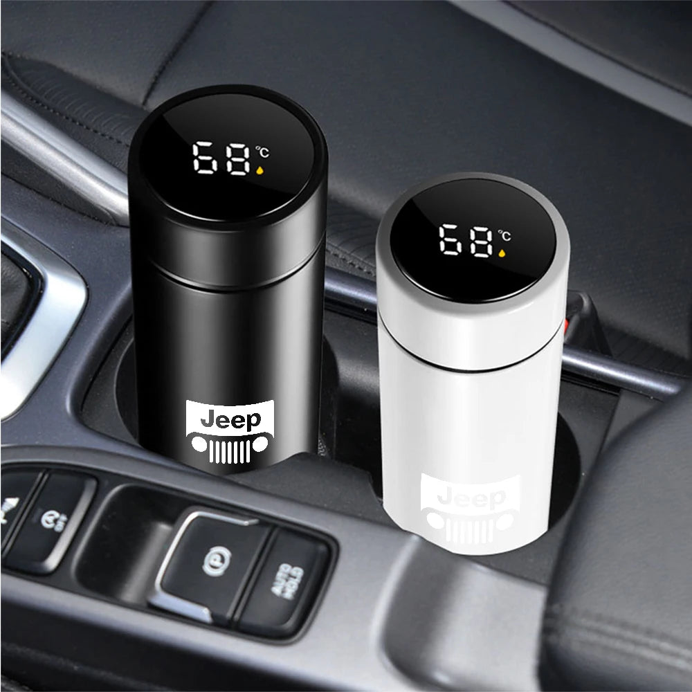 Car Stainless Steel Smart Thermos Mug Thermos LED Display Temperature For Jeep Renegade Patriot Wrangler Cherokee Compass Trail - LKBA