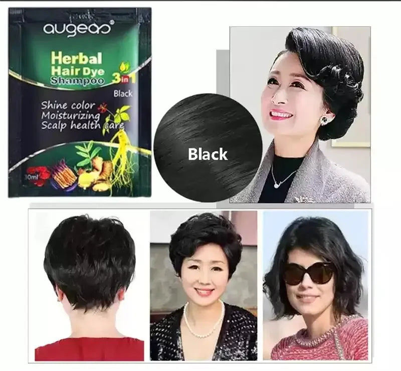 Pure Natural Herbal Hair Dye Shampoo 5 Minutes Change Hairs Color Non-irritating Repair Gray White Fashion Hair Care Women Men - LKBA