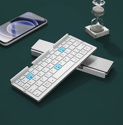 Mini Folding Bluetooth Keyboard Wireless Keypad Support 3 Devices with Stand Rechargeable Foldable Keyboard for Phone Tablet - LKBA