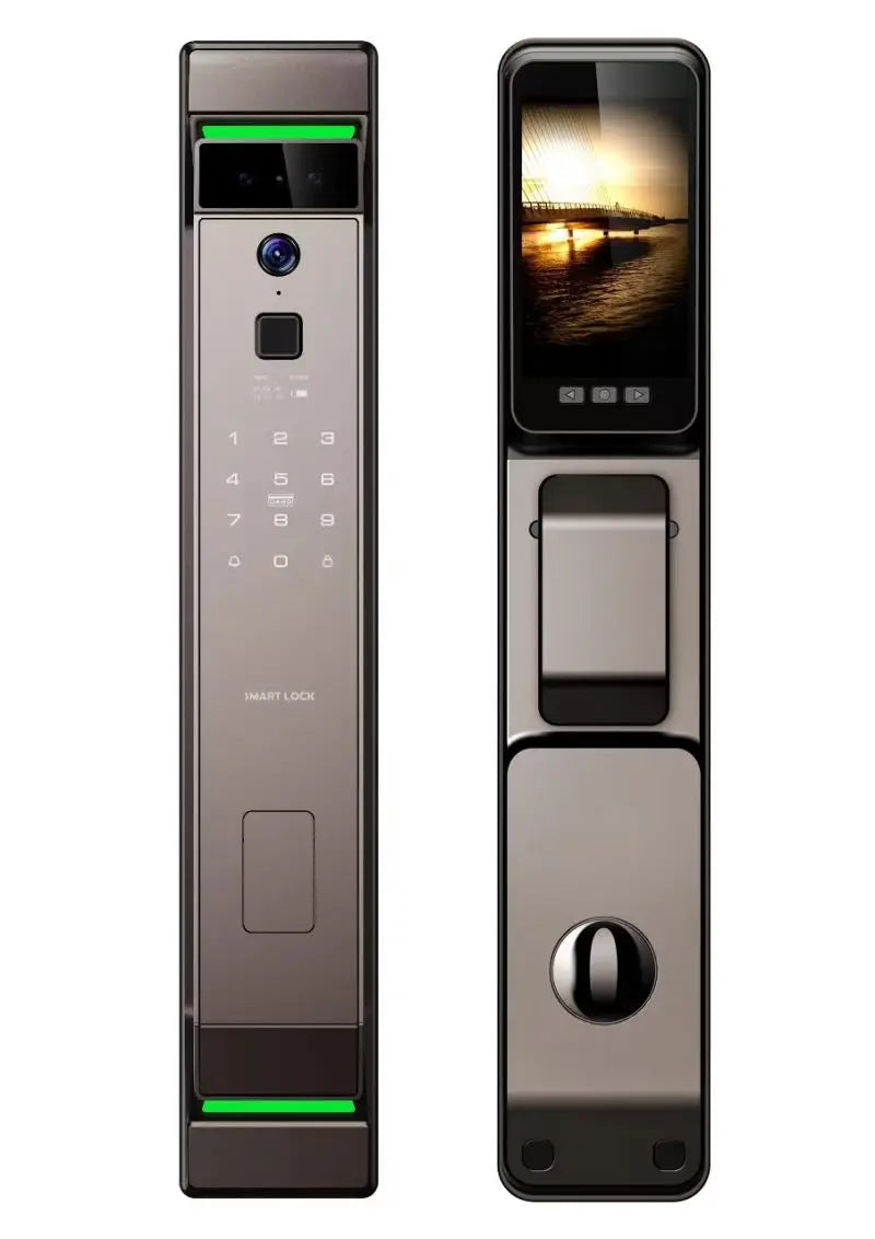 Electronic Automatic Smart Door Lock 3D Face Recognition Fingerprint Keyless Password Wi-Fi Camera frid Card Home Lock with Tuya - LKBA