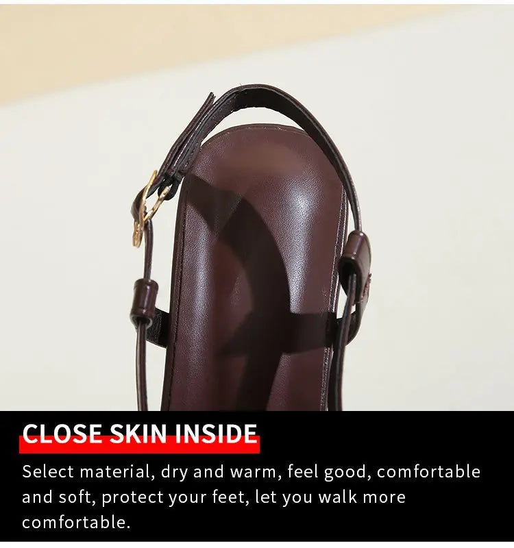 2025 Women's Fashion Baotou Sandals Spring New Pointed Head Shallow Mouth Metal Buckle Anti-slip Wear-resistant High Heels - LKBA