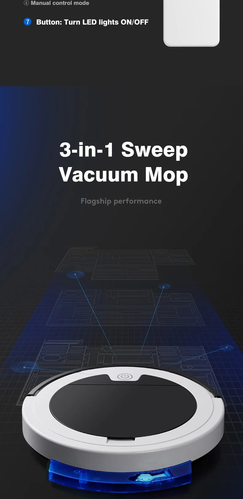 Intelligent Sweeping Robot Large Water Tank Mobile App Remote Control Planning And Cleaning Line Low Noise 2000 Pa Large Suction - LKBA