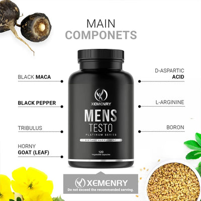 Men's Supplements - Reduces Fatigue, Enhances Male Function, Supports Muscle Growth, Vascular Function and Energy - 120 Capsules - LKBA
