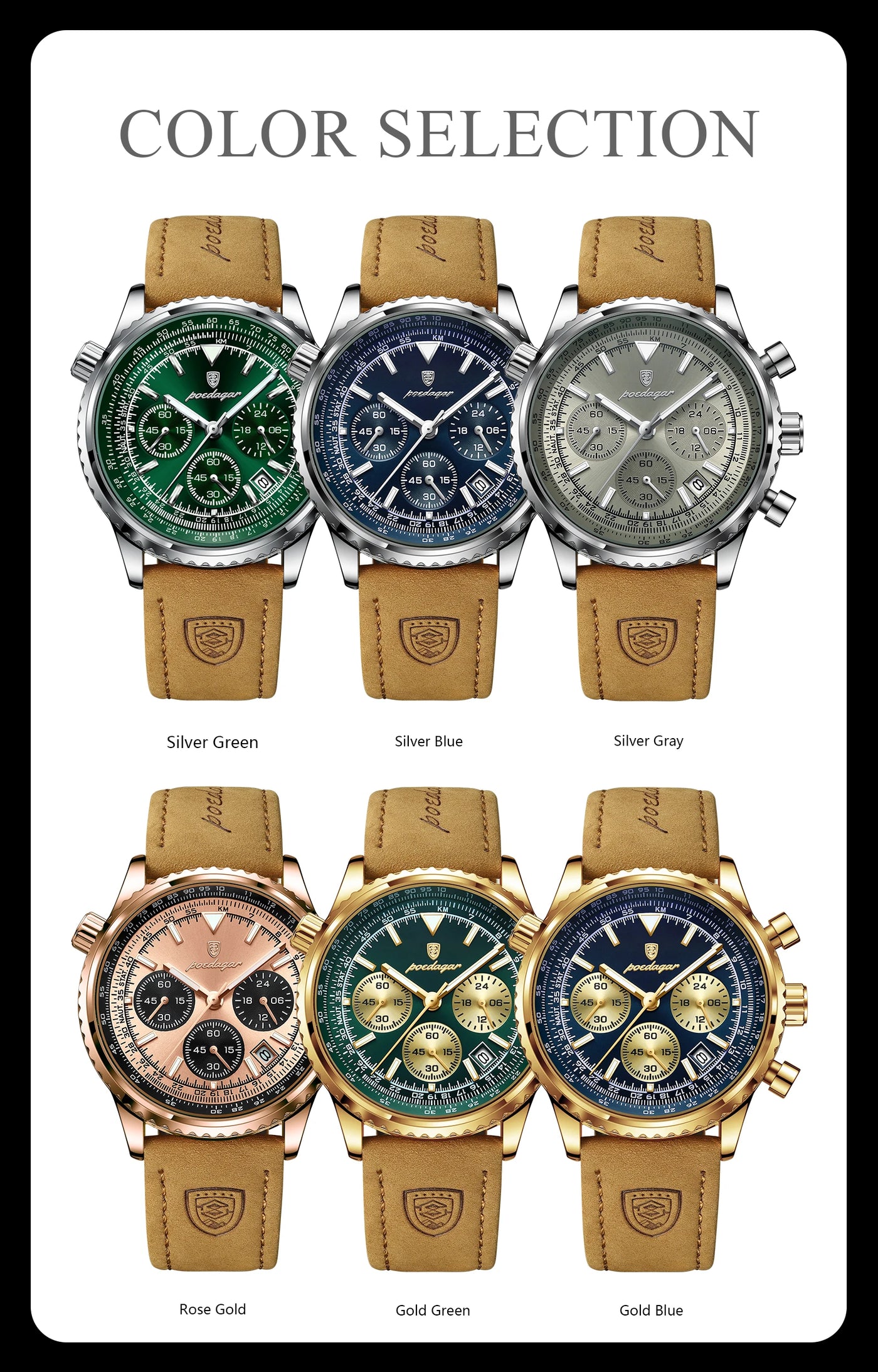 POEDAGAR Luxury Man Watch Quartz Waterproof Luminous Date Chronograph Leather Men Wristwatch Military Sports Men's Watches Reloj - LKBA