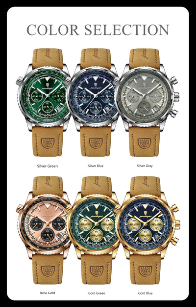 POEDAGAR Luxury Man Watch Quartz Waterproof Luminous Date Chronograph Leather Men Wristwatch Military Sports Men's Watches Reloj - LKBA