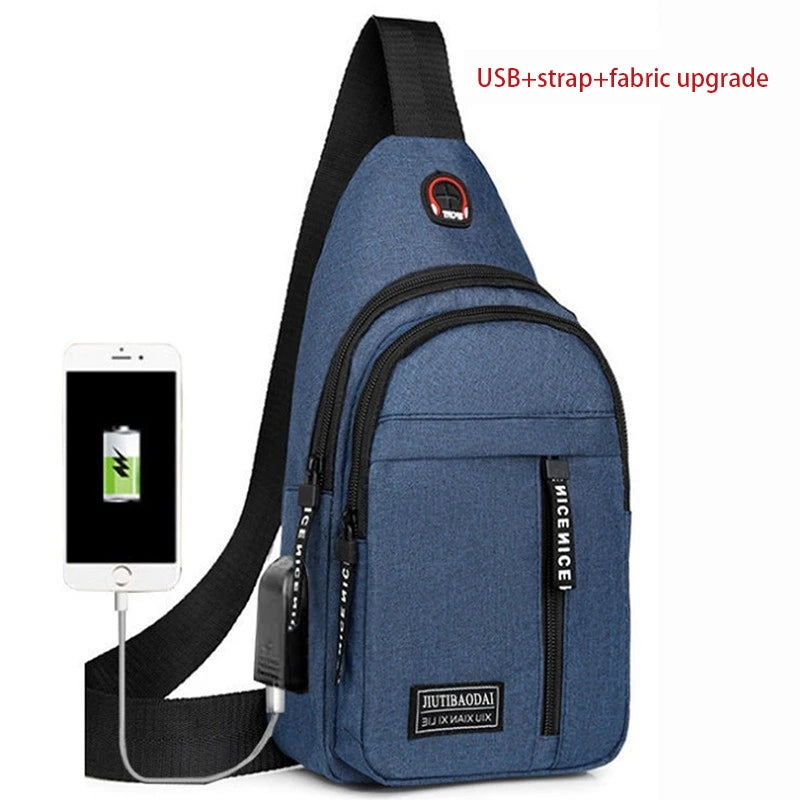 Travel Men's Handbags Multifunctional USB Chest Bag Designer Messenger Crossbody Bags Water-Proof Shoulder Bag Sports Back Pack