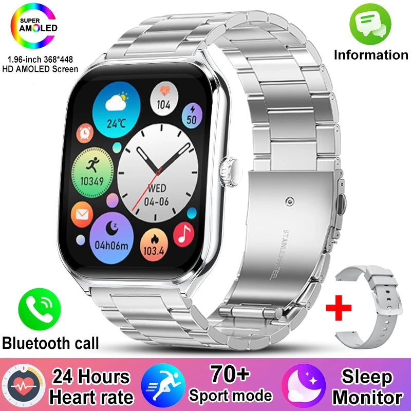 New For Xiaomi Ultra Thin Smart Watch Men 1.96" AMOLED 70+Sports Mode Health Monitor Bluetooth call Waterproof Smart Watch Woman - LKBA