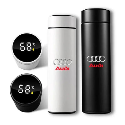 New Car Smart Thermos Bottle Temperature Stainless Travel Mug Emblem For Audi A7 A8 A3 A4 A5 A6 TT Q3 Q5 Q7 A1 B5 B6 B7 B8 B9 8P - LKBA