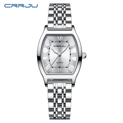 CRRJU Waterproof Women's Square Quartz Dress Watch Ladies Steel Bracelet Wristwatch Relogio Feminin - LKBA