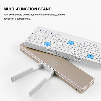 Jomaa Foldable Bluetooth Keyboard Rechargeable Keyboard Mini Folding Wireless Keyboard Aluminum Keypad With Stand For Phone - LKBA
