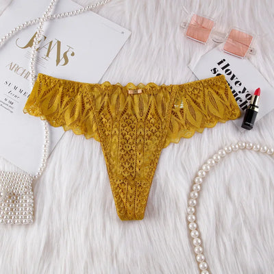 Women's Sexy String Panties Lace Thongs Lingerie Intimates Woman T-back Soft T-panties Designed Tangas Mujer - LKBA