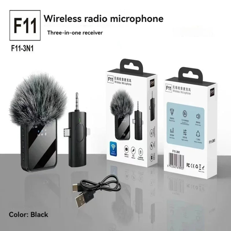 3 in 1 Microphone for iPhone/Android, Wireless, for Record Interview - LKBA