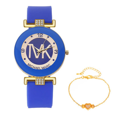Fashion TVK Brand Women's Watch Simple Luxury Rhinestone Watch for Women Quartz Watch Casual Silicone Strap Ladies Clock - LKBA