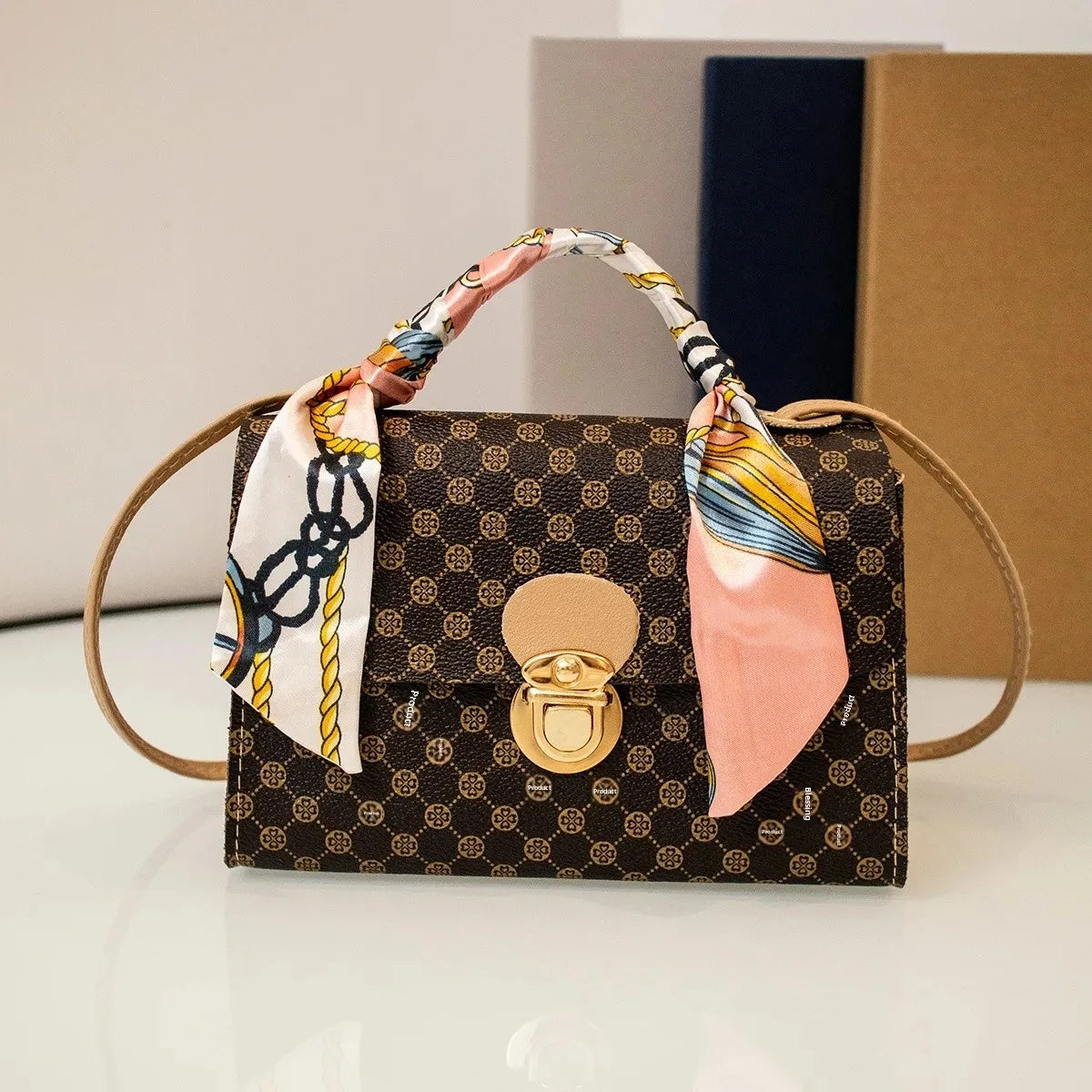 Vintageprinting 2022 New Style Single Shoulder Scarf Bag Small Square Casual Versatile Women's Bag Ultrafine Fiber Leather - LKBA