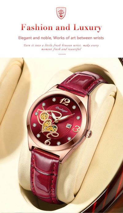 POEDAGAR Fashion Quartz Watch Female Luxury Elegant Casual Clock Waterproof Luminous Date Leather Women Watch Montre Femme gift - LKBA
